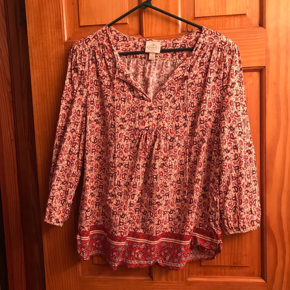St. John’s Bay Shirt with String Tie at neck.